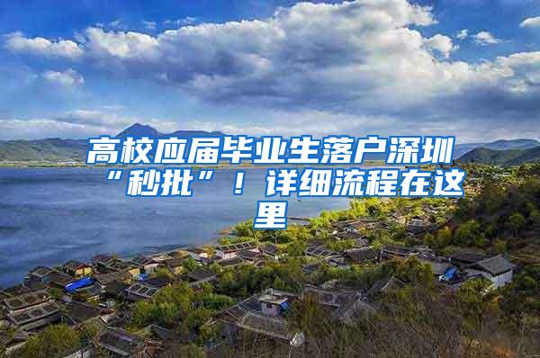 高校应届毕业生落户深圳“秒批”！详细流程在这里