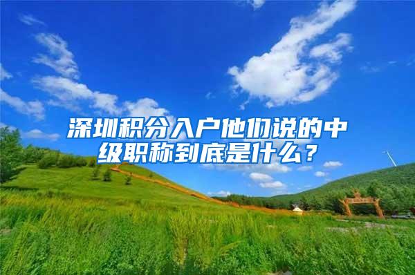 深圳积分入户他们说的中级职称到底是什么？