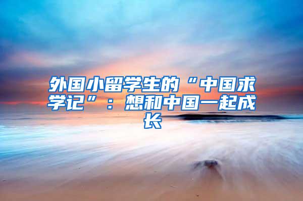 外国小留学生的“中国求学记”：想和中国一起成长