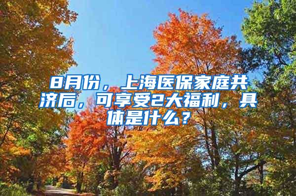 8月份，上海医保家庭共济后，可享受2大福利，具体是什么？