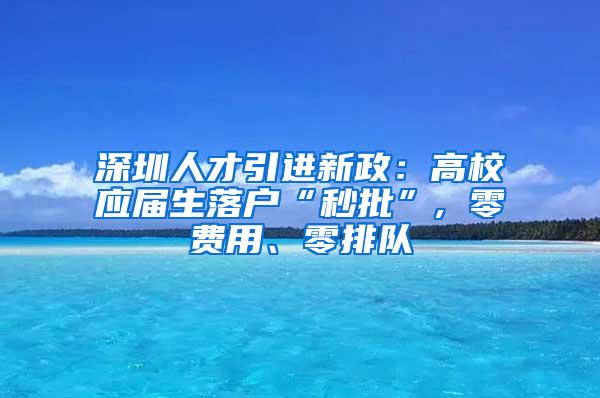 深圳人才引进新政：高校应届生落户“秒批”, 零费用、零排队