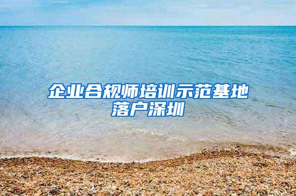 企业合规师培训示范基地落户深圳