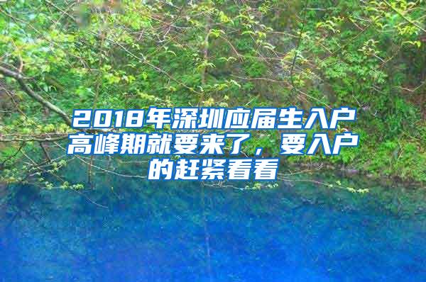 2018年深圳应届生入户高峰期就要来了，要入户的赶紧看看