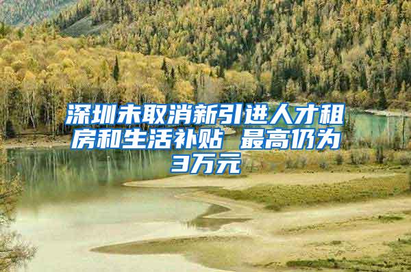 深圳未取消新引进人才租房和生活补贴 最高仍为3万元