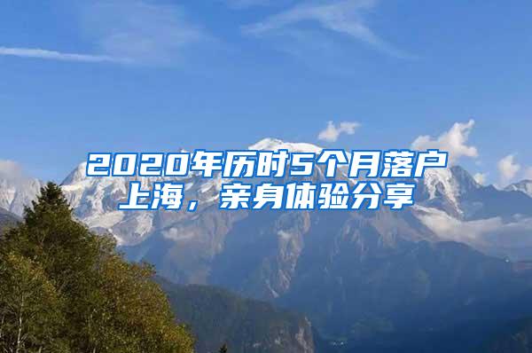 2020年历时5个月落户上海，亲身体验分享