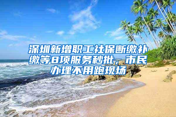 深圳新增职工社保断缴补缴等8项服务秒批，市民办理不用跑现场