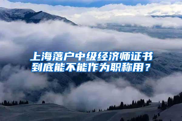 上海落户中级经济师证书到底能不能作为职称用？