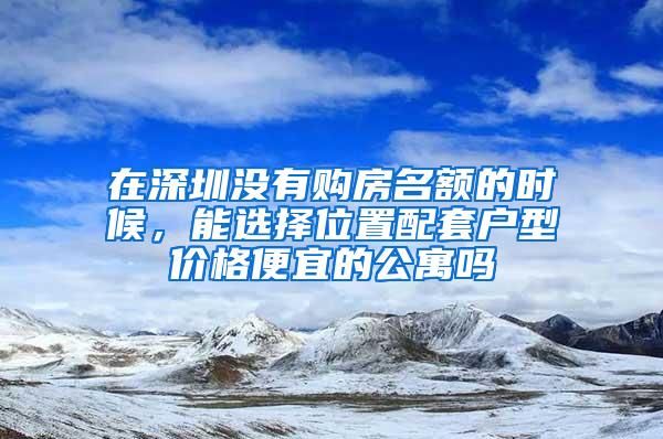 在深圳没有购房名额的时候，能选择位置配套户型价格便宜的公寓吗