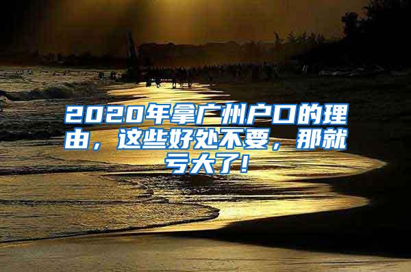 2020年拿广州户口的理由，这些好处不要，那就亏大了!