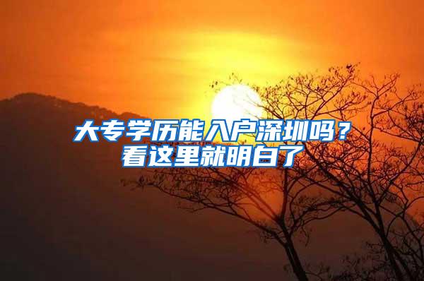 大专学历能入户深圳吗？看这里就明白了