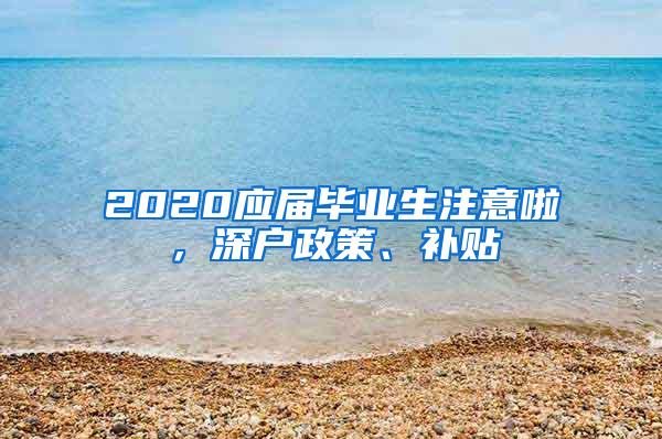 2020应届毕业生注意啦，深户政策、补贴