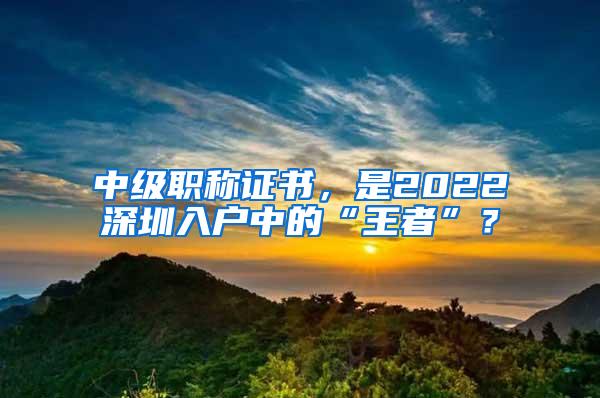 中级职称证书，是2022深圳入户中的“王者”？