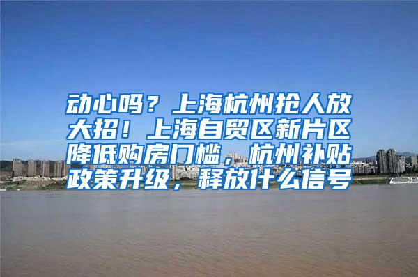 动心吗？上海杭州抢人放大招！上海自贸区新片区降低购房门槛，杭州补贴政策升级，释放什么信号