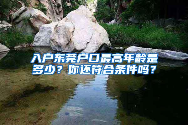 入户东莞户口最高年龄是多少？你还符合条件吗？