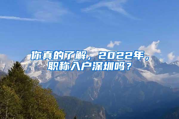 你真的了解，2022年，职称入户深圳吗？