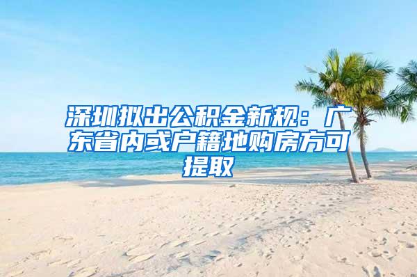 深圳拟出公积金新规：广东省内或户籍地购房方可提取