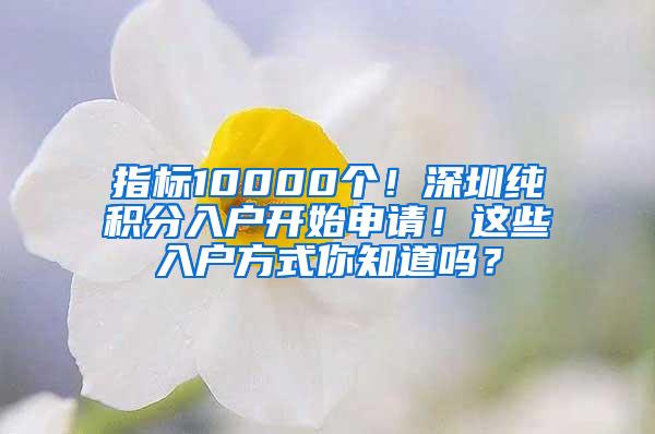 指标10000个！深圳纯积分入户开始申请！这些入户方式你知道吗？