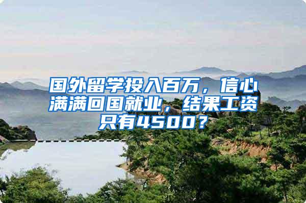 国外留学投入百万，信心满满回国就业，结果工资只有4500？