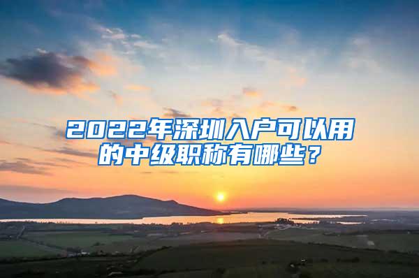 2022年深圳入户可以用的中级职称有哪些？