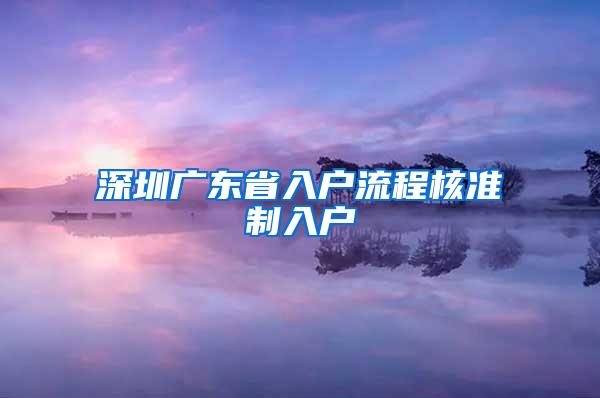 深圳广东省入户流程核准制入户