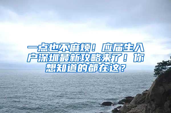 一点也不麻烦！应届生入户深圳最新攻略来了！你想知道的都在这？