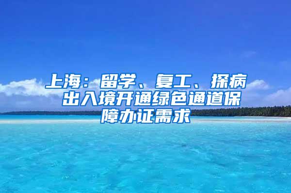 上海：留学、复工、探病 出入境开通绿色通道保障办证需求