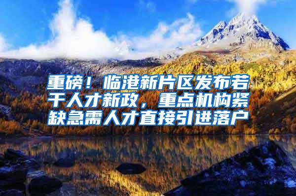 重磅！临港新片区发布若干人才新政，重点机构紧缺急需人才直接引进落户