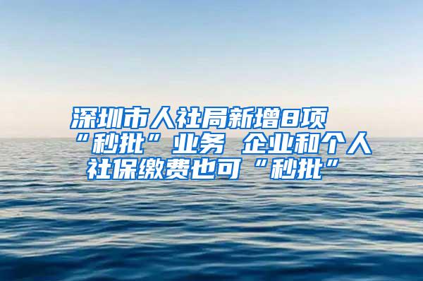 深圳市人社局新增8项“秒批”业务 企业和个人社保缴费也可“秒批”