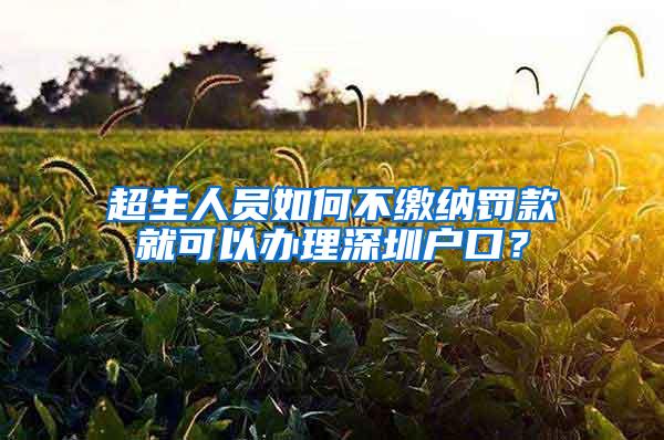 超生人员如何不缴纳罚款就可以办理深圳户口？