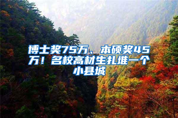 博士奖75万、本硕奖45万！名校高材生扎堆一个小县城