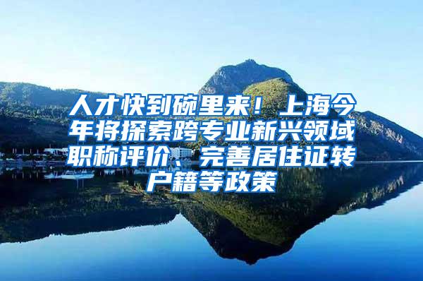 人才快到碗里来！上海今年将探索跨专业新兴领域职称评价、完善居住证转户籍等政策