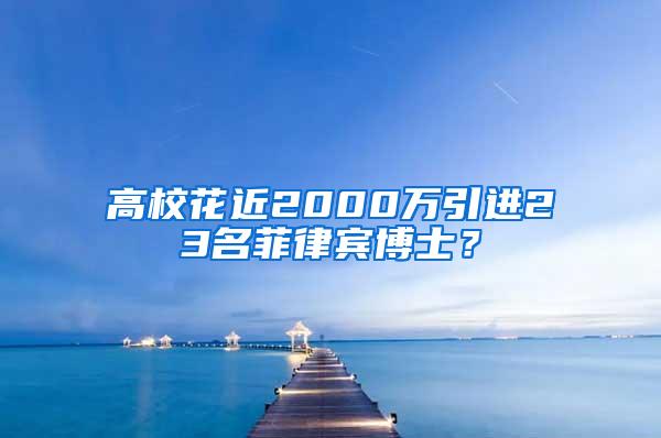 高校花近2000万引进23名菲律宾博士？