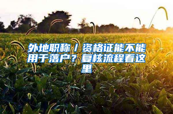 外地职称／资格证能不能用于落户？复核流程看这里