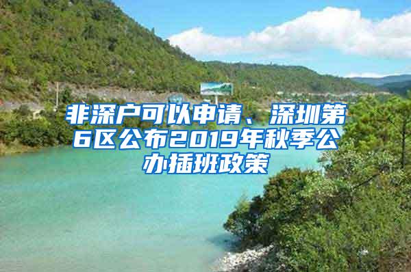 非深户可以申请、深圳第6区公布2019年秋季公办插班政策