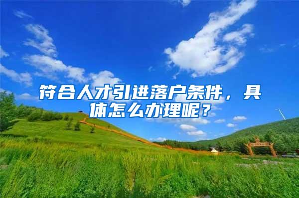 符合人才引进落户条件，具体怎么办理呢？