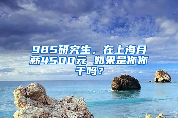 985研究生，在上海月薪4500元 如果是你你干吗？