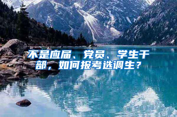 不是应届、党员、学生干部，如何报考选调生？