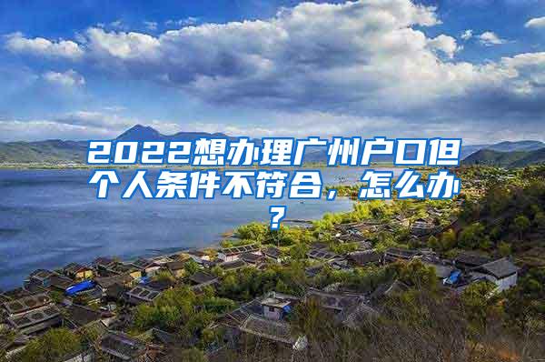 2022想办理广州户口但个人条件不符合，怎么办？