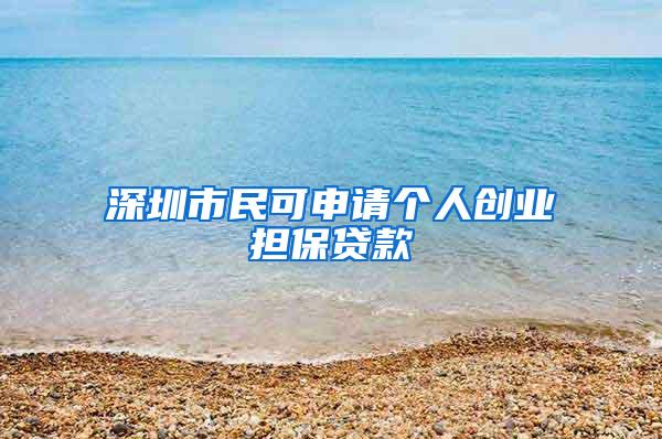 深圳市民可申请个人创业担保贷款