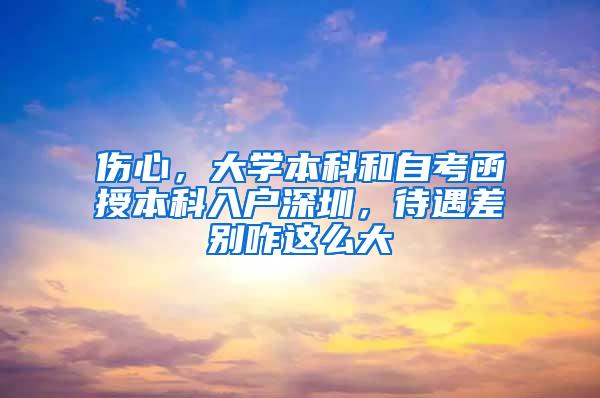 伤心，大学本科和自考函授本科入户深圳，待遇差别咋这么大