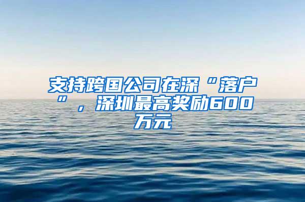 支持跨国公司在深“落户”，深圳最高奖励600万元