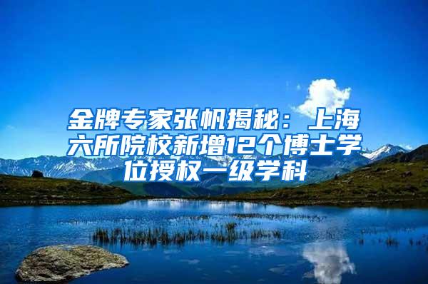 金牌专家张帆揭秘：上海六所院校新增12个博士学位授权一级学科