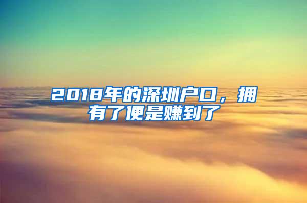 2018年的深圳户口，拥有了便是赚到了