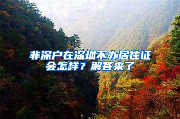 非深户在深圳不办居住证会怎样？解答来了