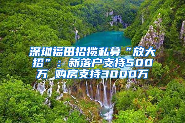 深圳福田招揽私募“放大招”：新落户支持500万 购房支持3000万