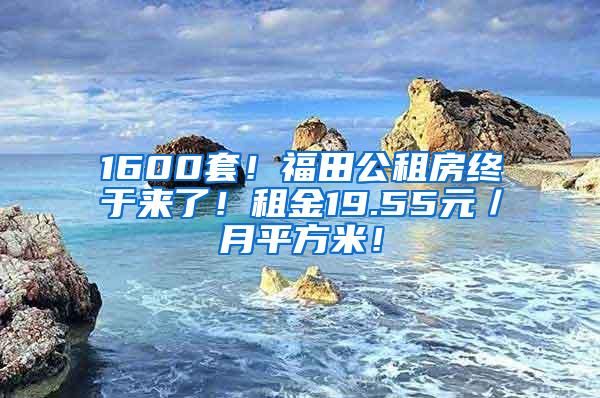 1600套！福田公租房终于来了！租金19.55元／月平方米！