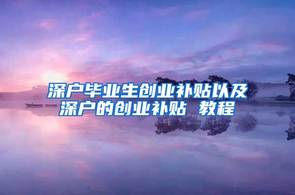 深户毕业生创业补贴以及深户的创业补贴 教程