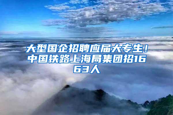 大型国企招聘应届大专生！中国铁路上海局集团招1663人