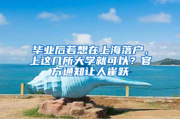 毕业后若想在上海落户，上这几所大学就可以？官方通知让人雀跃