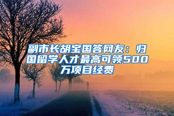 副市长胡宝国答网友：归国留学人才最高可领500万项目经费